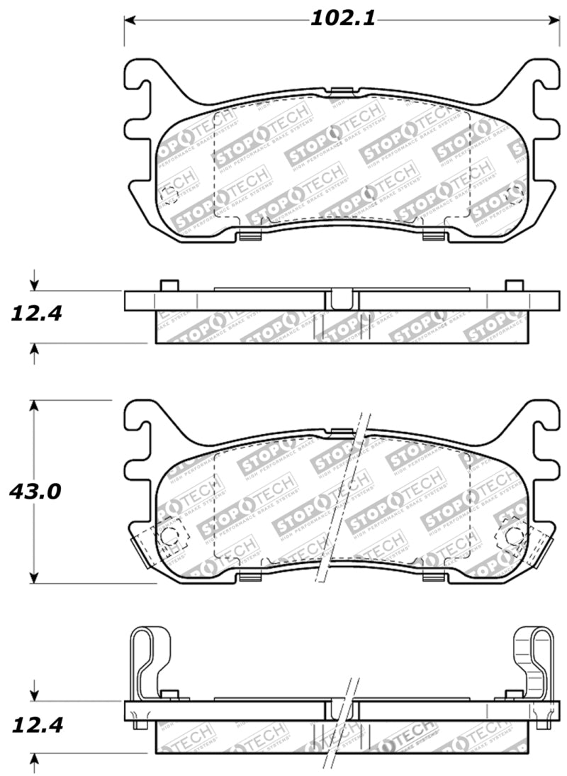 StopTech Performance Rear Brake Pads D636 for 94-97/99-05 Miata with Normal Suspension - OneFastShop