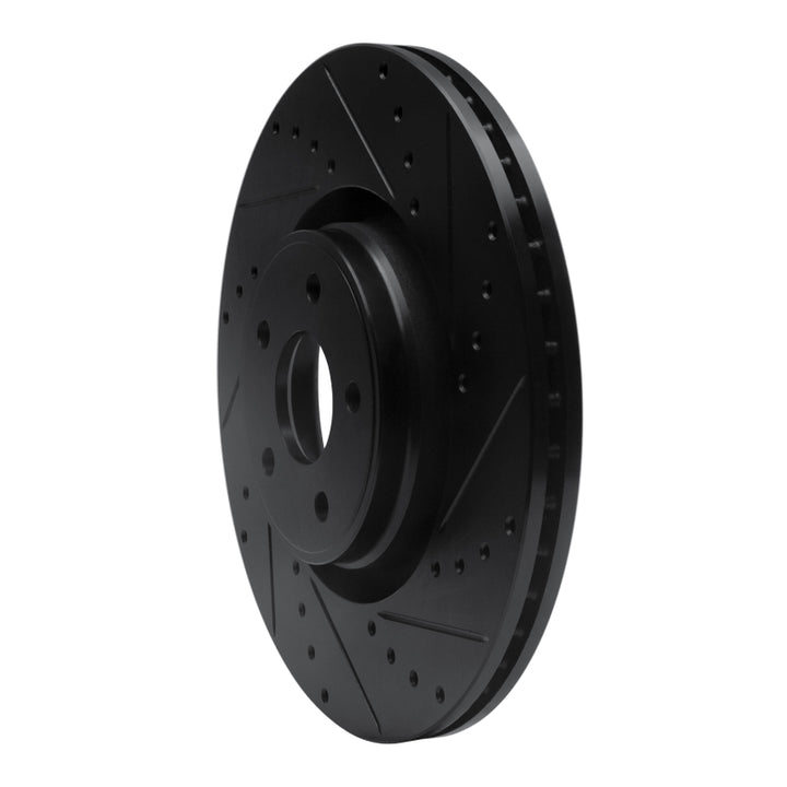 R1 14-18 Ford Focus ST Front Right Drilled and Slotted Black Brake Rotor