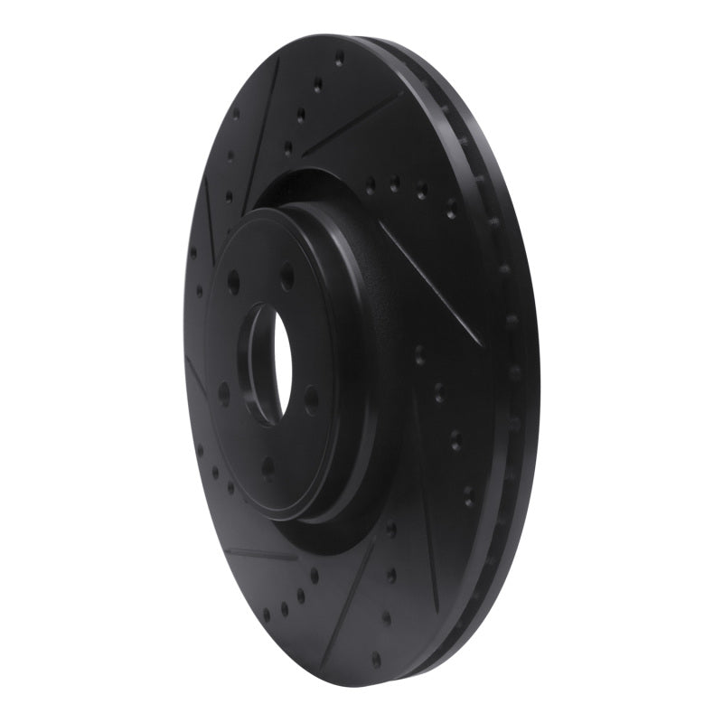 R1 14-18 Ford Focus ST Front Left Drilled and Slotted Black Brake Rotor