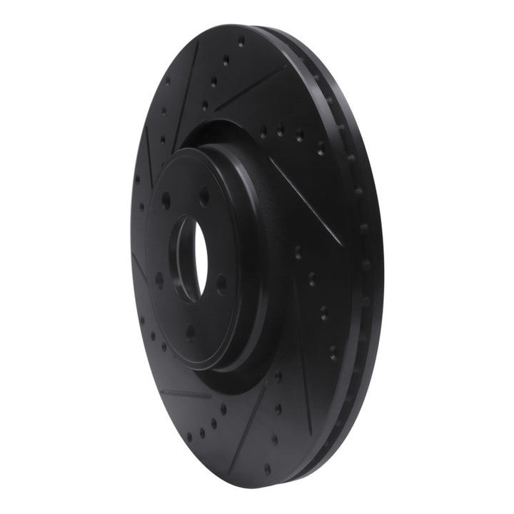 R1 14-18 Ford Focus ST Front Left Drilled and Slotted Black Brake Rotor