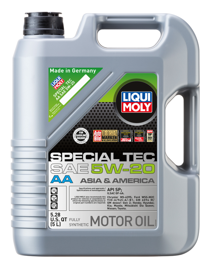 LIQUI MOLY 5L Special Tec AA Motor Oil SAE 5W20 - Fully Synthetic Low Viscosity for Asian and American Engines - OneFastShop