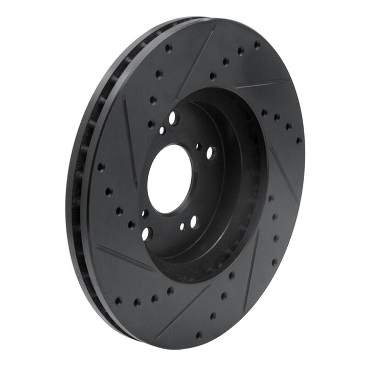 R1 04-14 Acura TSX Front Right Drilled & Slotted Black Brake Rotor