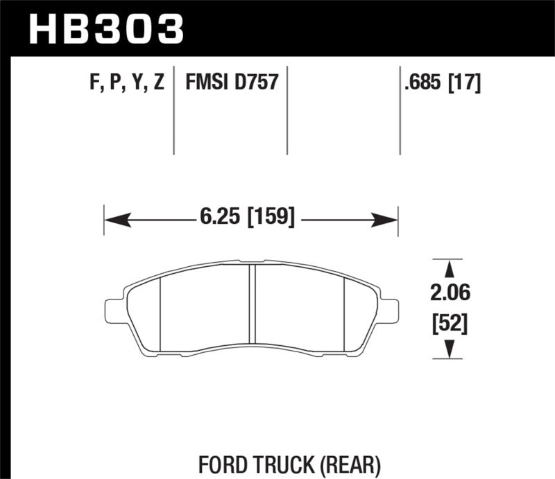 Hawk Performance Brake Pads - Rear Ford Excursion, F-250 Super Duty, F-350 Super Duty (1999-2005)