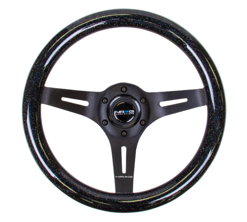 Nrg Classic Wood Grain Steering Wheel 310mm Black Sparkle with Black 3-Spoke Center - OneFastShop