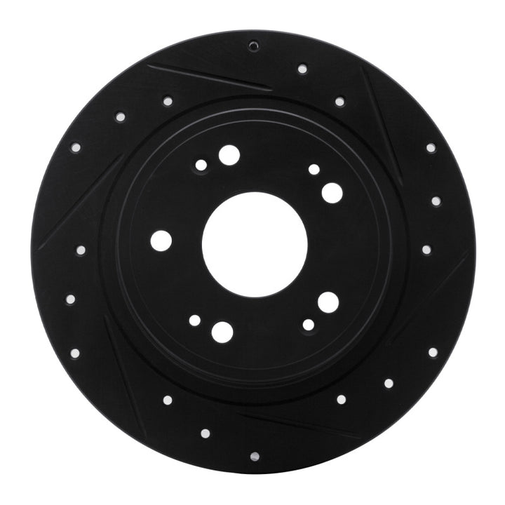 R1 05-17 Honda Accord Rear Right Drilled and Slotted Black Brake Rotor