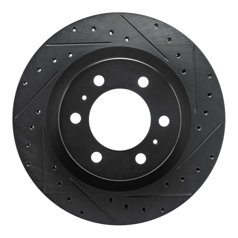 R1 2022-2025 Lexus LX600 Front Right Drilled and Slotted Black Brake Rotor