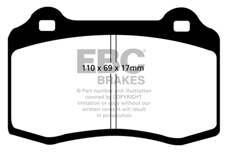 EBC Yellowstuff Front Brake Pads High Performance Aramid Fibre Compound 1992-2000 Dodge Viper 8.0 - OneFastShop