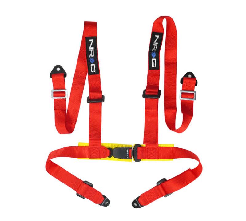 NRG Innovations 4-Point 2in Buckle-Lock Racing Seat Belt Harness - Red