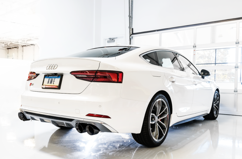 AWE Tuning Audi B9 S4 Touring Edition Exhaust - Non-Resonated (Black 102mm Tips).