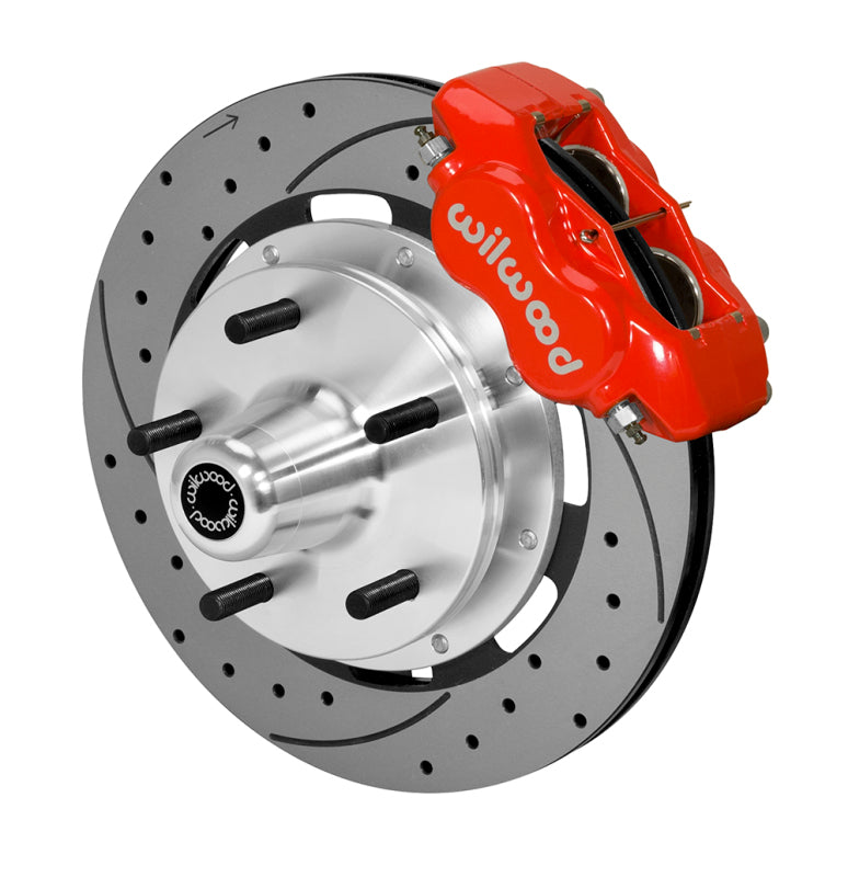 Wilwood Forged Dynalite Drilled & Slotted Front Big Brake Kit - Ford Mustang II / Pinto 1975-1980 - Red