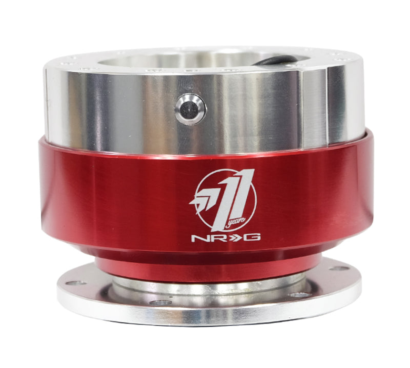 NRG Quick Release Steering Wheel Adapter - Silver with Red Chrome Ring, image 4