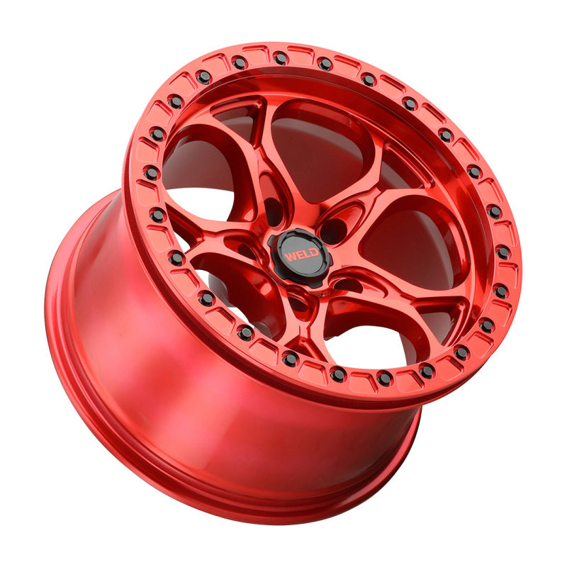 Weld Off-Road W906 17X9 Ledge Beadlock 5X127 ET–12 BS4.50 Candy Red / Red Ring (71.5)
