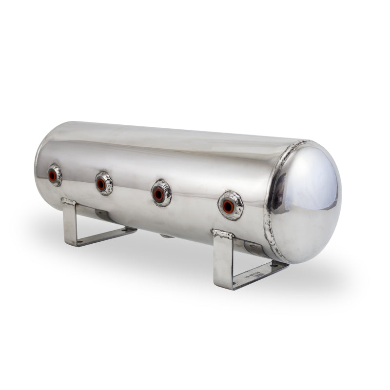 Air Lift 2.5 Gal Aluminum Air Tank - (4) 1/4 inch Ports - 20 inch L x 6 inch D - Polished