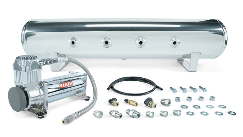 Air Lift 4 Gal. 7-Port Tank with Viair 444c Chrome Compressor - Fittings & Mounting Hardware