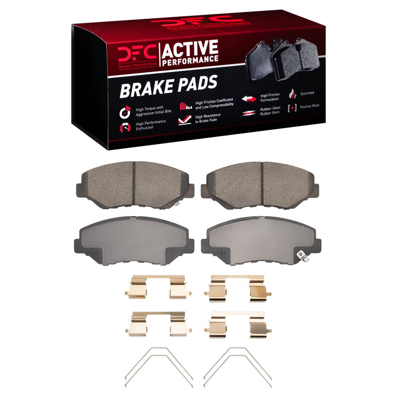 DFC Active Performance Low Metallic Front Brake Pads and Hardware Kit - Honda Accord / Civic / Acura ILX 2003-2021