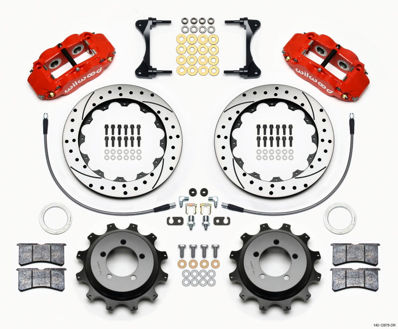 Wilwood Narrow Superlite 4R Rear Kit 12.88in Drilled Red for 99-05 WRX / 99-07 Impreza