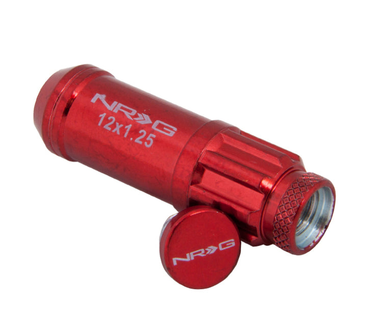 NRG 700 Series Steel Lug Nut with Dust Cap Cover Set - Red - OneFastShop