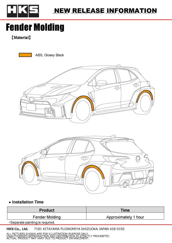 HKS Fender Molding Set - Toyota GR Corolla 2023-2025, image 9