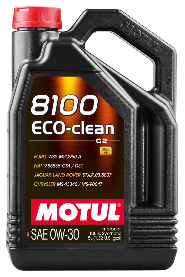 Motul 5L Synthetic Engine Oil 8100 0W30 ECO-CLEAN - Fuel Economy ACEA C2 API SM ST.JLR 03.5007 - OneFastShop