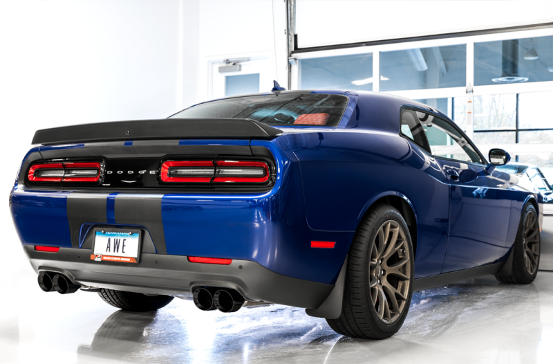 AWE Tuning Track Edition Exhaust - Quad Diamond Black Tips for 2015+ Dodge Challenger 6.4L/6.2L SC