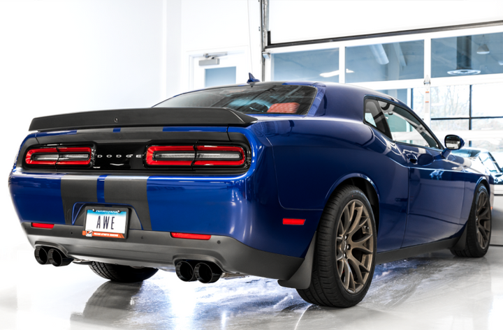AWE Tuning Track Edition Exhaust - Quad Diamond Black Tips for 2015+ Dodge Challenger 6.4L/6.2L SC
