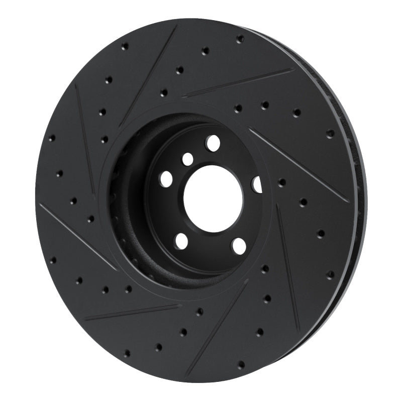 R1 16-25 BMW 330e Left Front Drilled & Slotted Black Brake Rotor