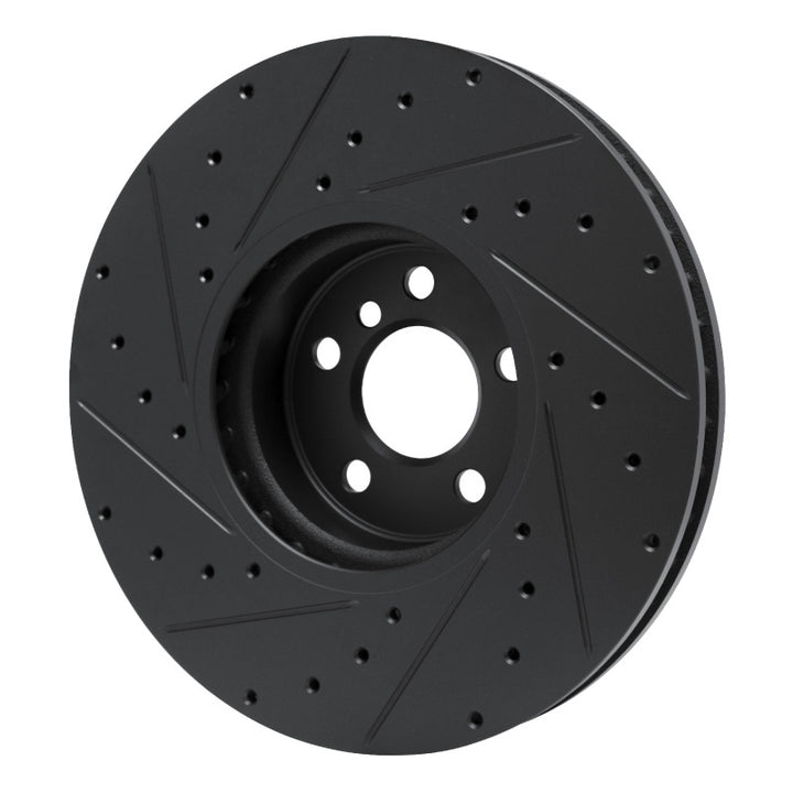 R1 16-25 BMW 330e Left Front Drilled & Slotted Black Brake Rotor