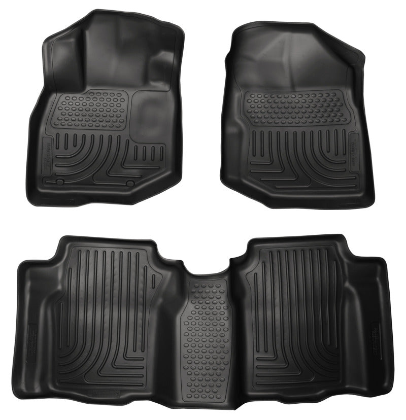 Husky Liners WeatherBeater Front & 2nd Row Floor Liners - Honda Fit (2009-2013) - Black