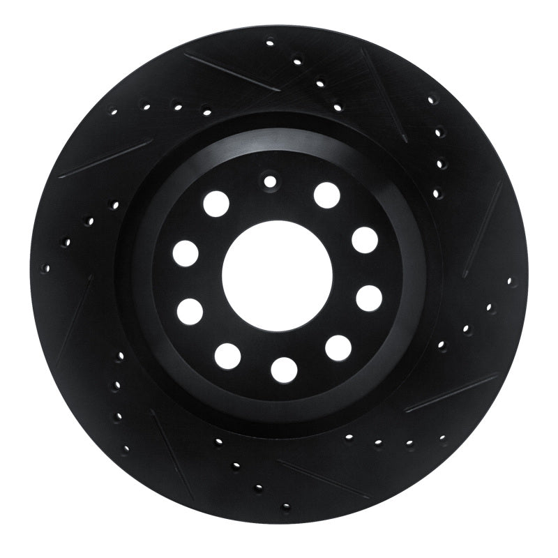 R1 15-25 Volkswagen GTI Rear Right Drilled And Slotted Black Brake Rotor