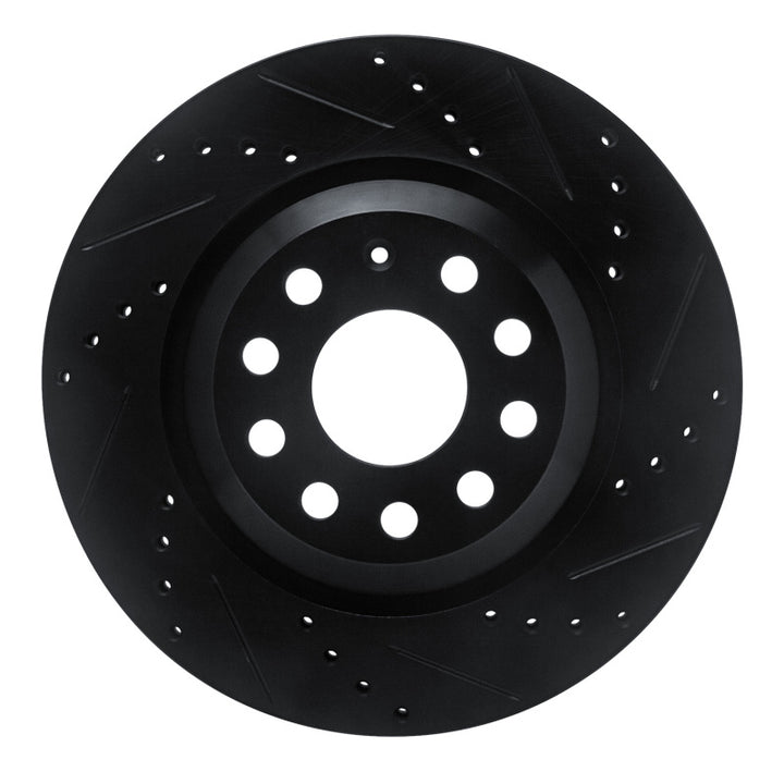 R1 15-25 Volkswagen GTI Rear Right Drilled And Slotted Black Brake Rotor