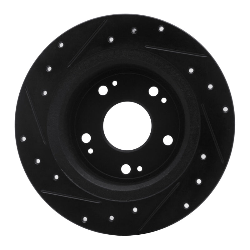 R1 05-17 Honda Accord Rear Right Drilled and Slotted Black Brake Rotor