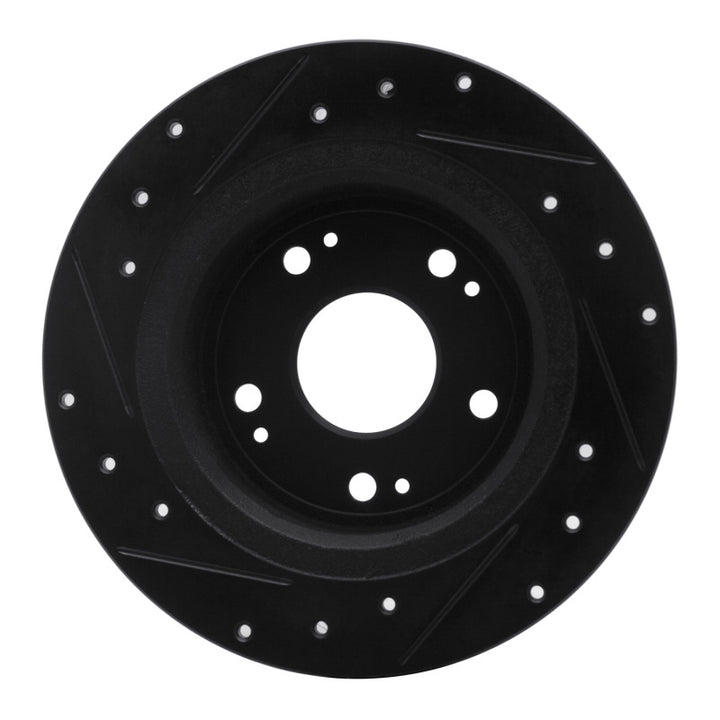 R1 05-17 Honda Accord Rear Right Drilled and Slotted Black Brake Rotor
