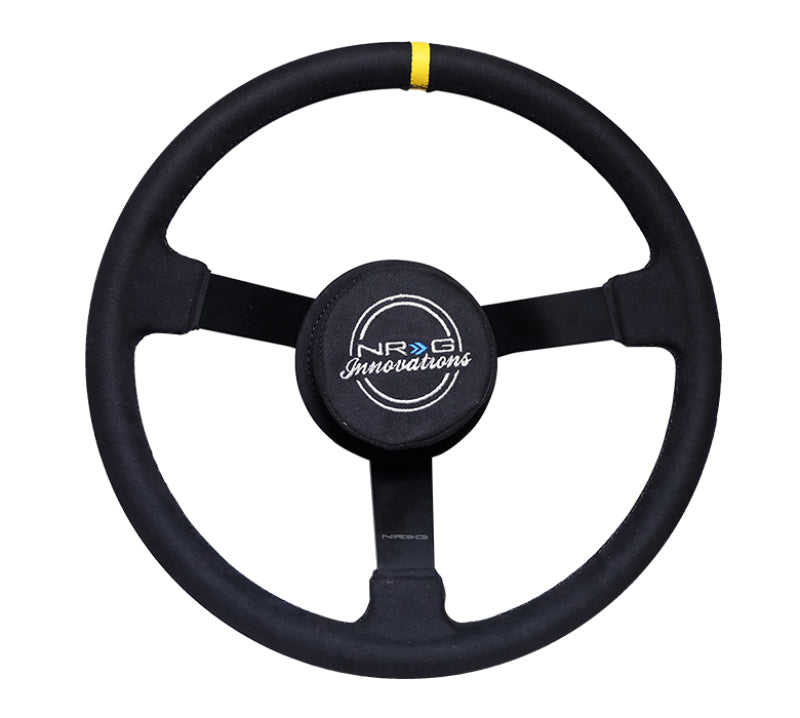 NRG Reinforced Steering Wheel (380mm) Nascar Alcantara 3 Spoke with NRG Logo Removable Crushed Pad