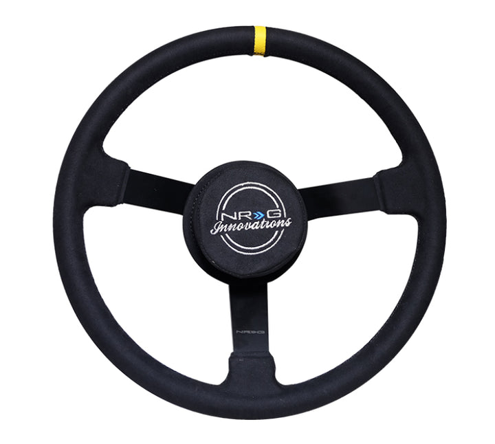 NRG Reinforced Steering Wheel (380mm) Nascar Alcantara 3 Spoke with NRG Logo Removable Crushed Pad - OneFastShop