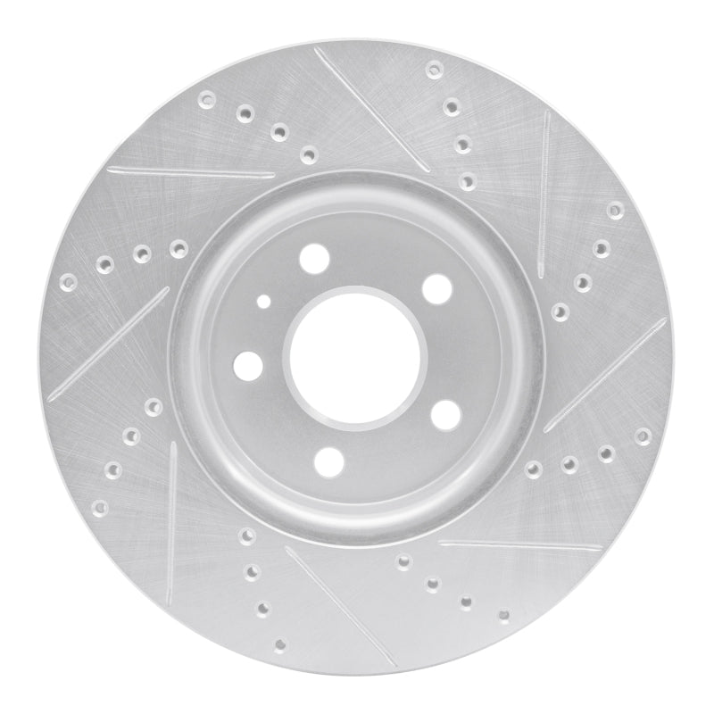 R1 Concepts eLine Silver Front Left Drilled & Slotted Brake Rotor - Audi A4 / A5 (B9) 2017-2025, image 5