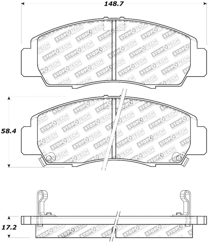 StopTech Street Touring Front Brake Pads for 04-09 Acura TSX / 09 Accord V6 Coupe - Low Dust, Rotor-Friendly Design - OneFastShop