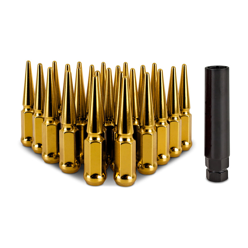 Mishimoto Steel Spiked Lug Nuts M12 x 1.5 24pc Set - Gold
