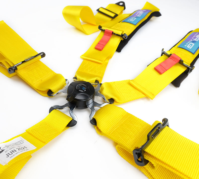NRG 5PT 3in. Seat Belt Harness with Cam Lock in Yellow - OneFastShop