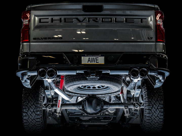 AWE Tuning 0FG Catback Exhaust System - 4th Gen GM 1500 6.2L - Quad Chrome Tips