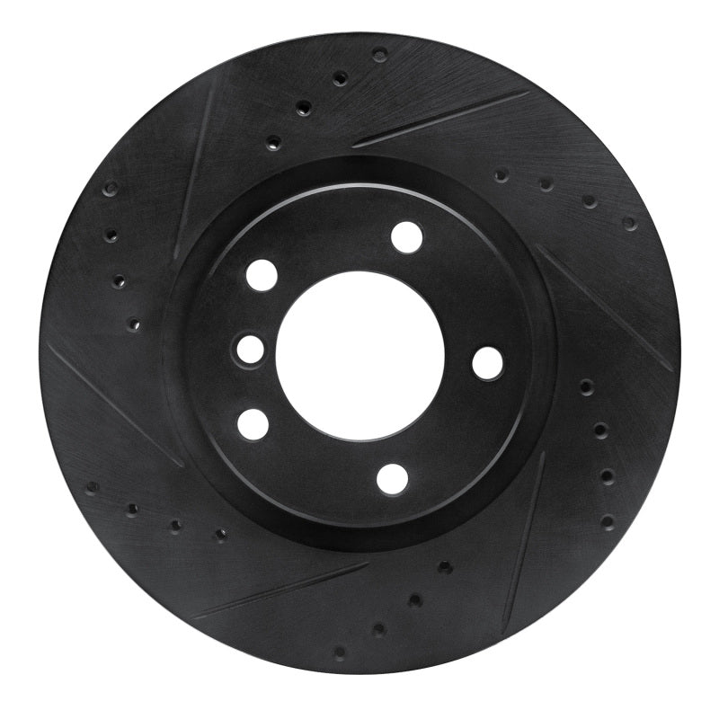 R1 Concepts Black Front Right Drilled & Slotted Brake Rotor - BMW M3 / Z3 1995-2002