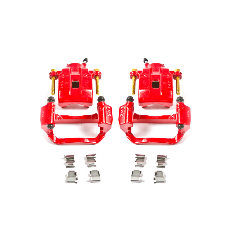 PowerStop Rear Red Calipers with Brackets - Pair for 08-15 Toyota Sequoia Limited Platinum SR5 - OneFastShop