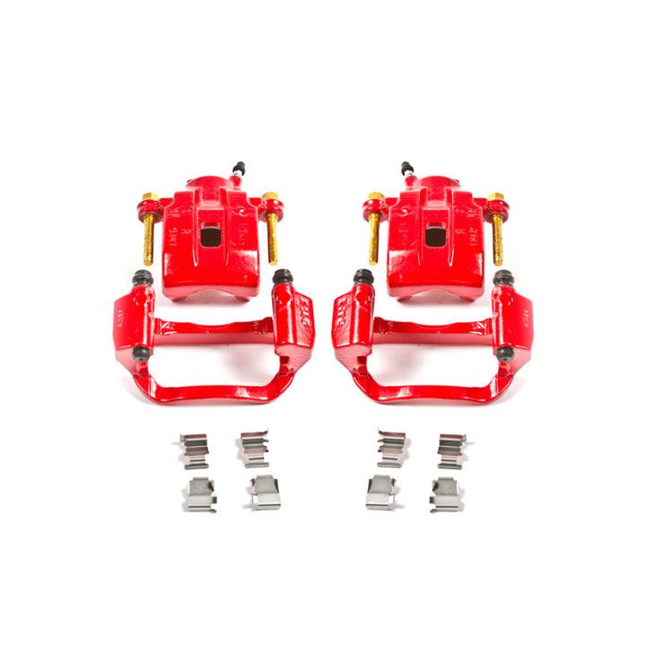 PowerStop Rear Red Calipers with Brackets - Pair for 08-15 Toyota Sequoia Limited Platinum SR5 - OneFastShop