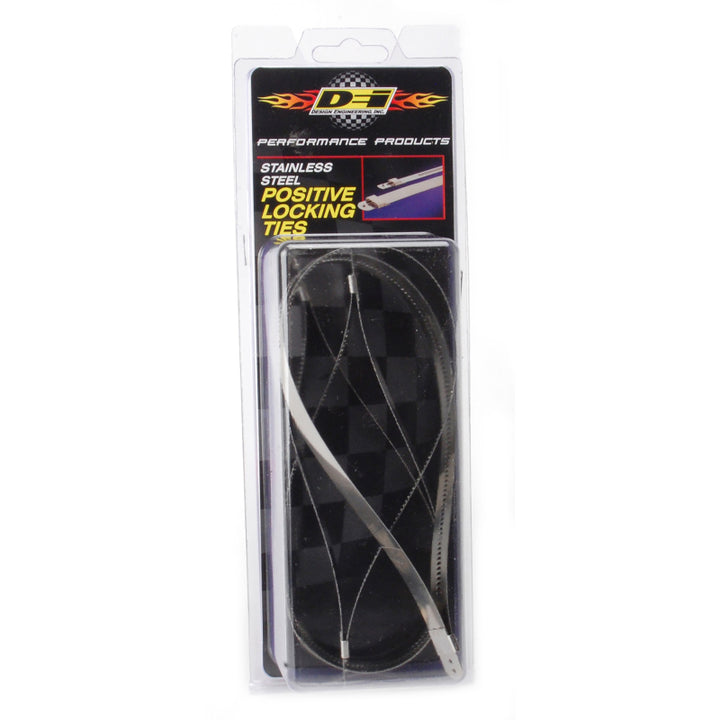DEI Stainless Steel Positive Locking Tie 1/2in x 14in 4 Per Pack - High Heat Secure Ties for Exhaust Wrap and More