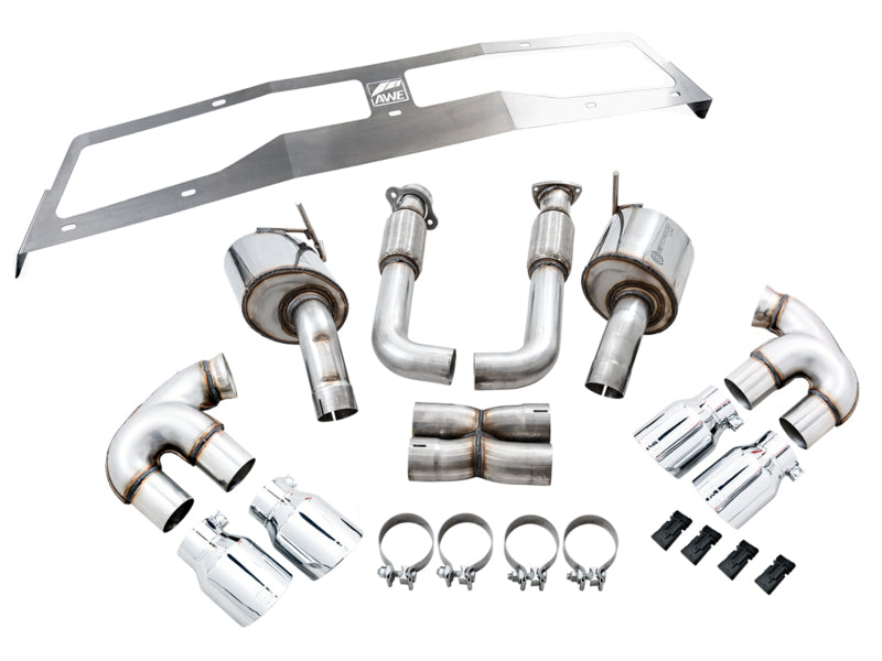 AWE Tuning Touring Edition Exhaust with Quad Chrome Silver Tips for 2020 Chevrolet Corvette (C8)
