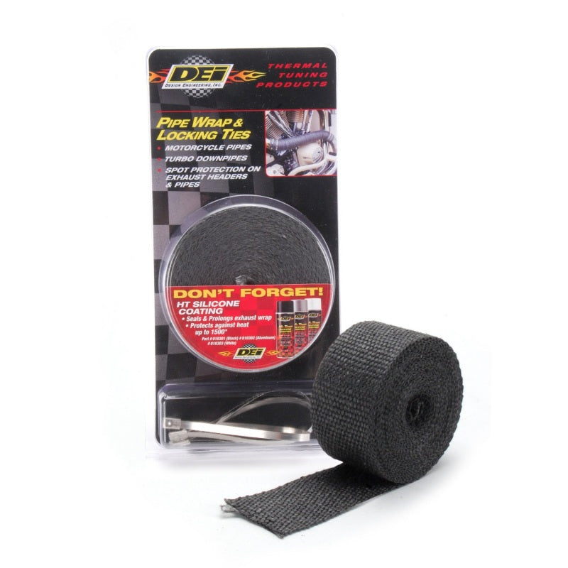 DEI Exhaust Wrap Kit - Pipe Wrap and Locking Tie - Black.