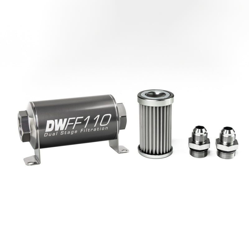 DeatschWerks Stainless Steel 8AN 5 Micron Inline Fuel Filter Kit