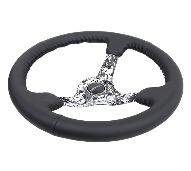 NRG Reinforced Steering Wheel with Blk Leather and Hydrodipped Digi-Camo Spokes