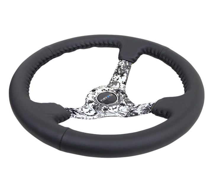 NRG Reinforced Steering Wheel with Blk Leather and Hydrodipped Digi-Camo Spokes - OneFastShop