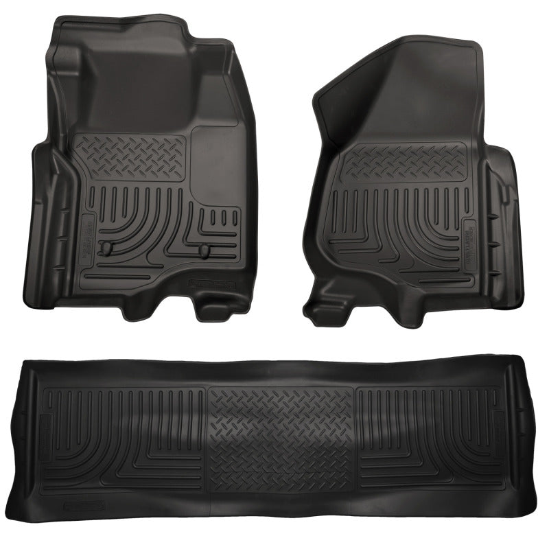 Husky Liners WeatherBeater Combo Black Floor Liners for 11-12 Ford F-250 F-350 Super Duty Crew Cab w/o Manual Trans Case - OneFastShop