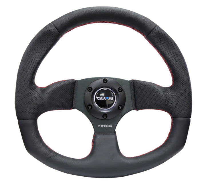 NRG Reinforced Steering Wheel Leather with Red Stitching - 320mm Horizontal / 330mm Vertical - OneFastShop